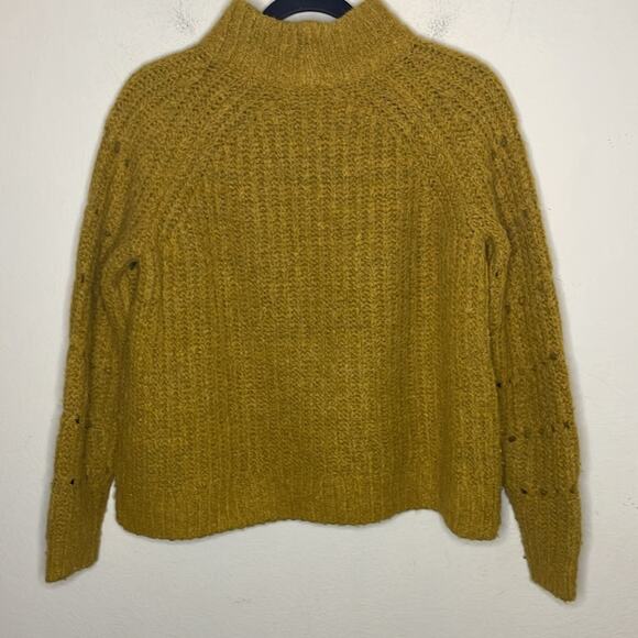 Madewell Women’s Pointelle Mock Neck Pullover Sweater in Yellow Size XS - Picture 8 of 8